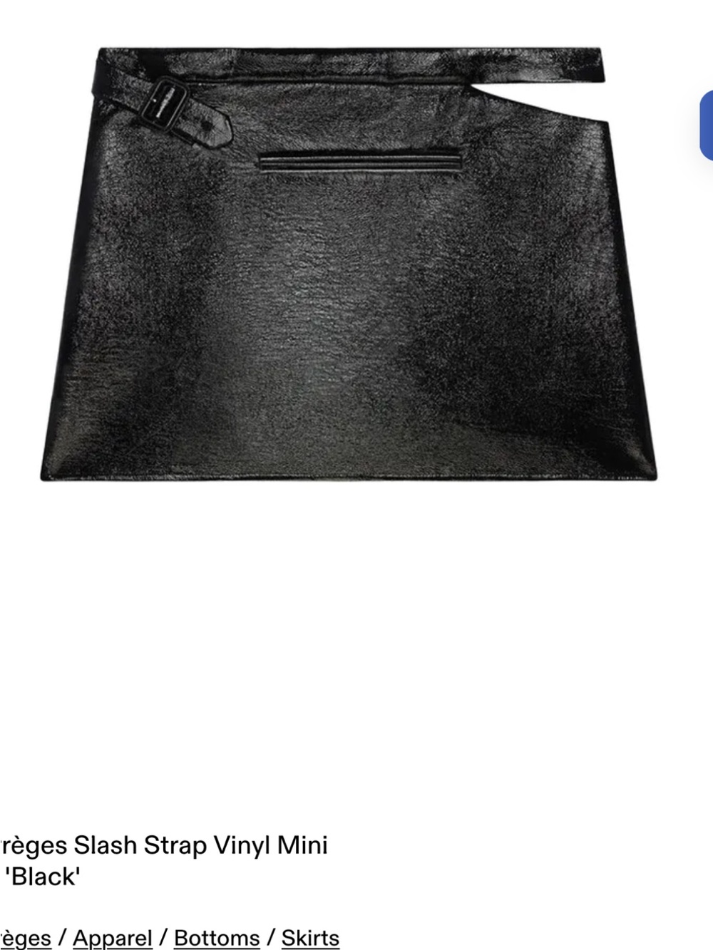 Courreges slash strap vinyl mini skirt size 38 NWT